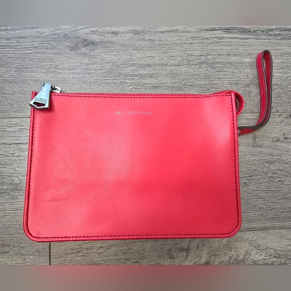 Aimee Kestenberg Cherry Red Leather Clutch Garden Girl Cottage Nautical